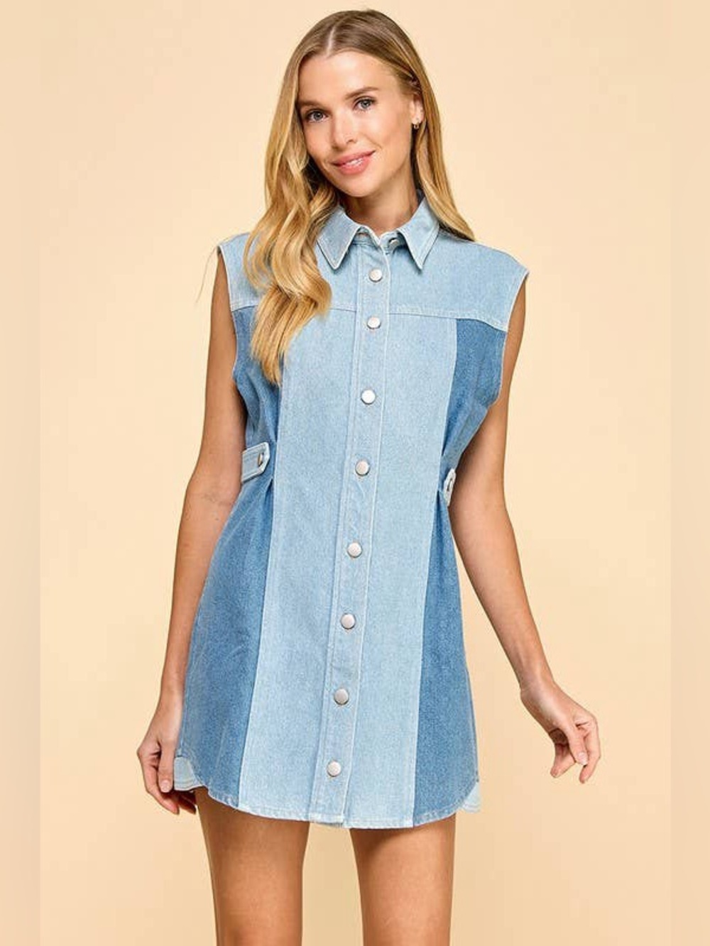 Zara Two-Tone Denim Dress